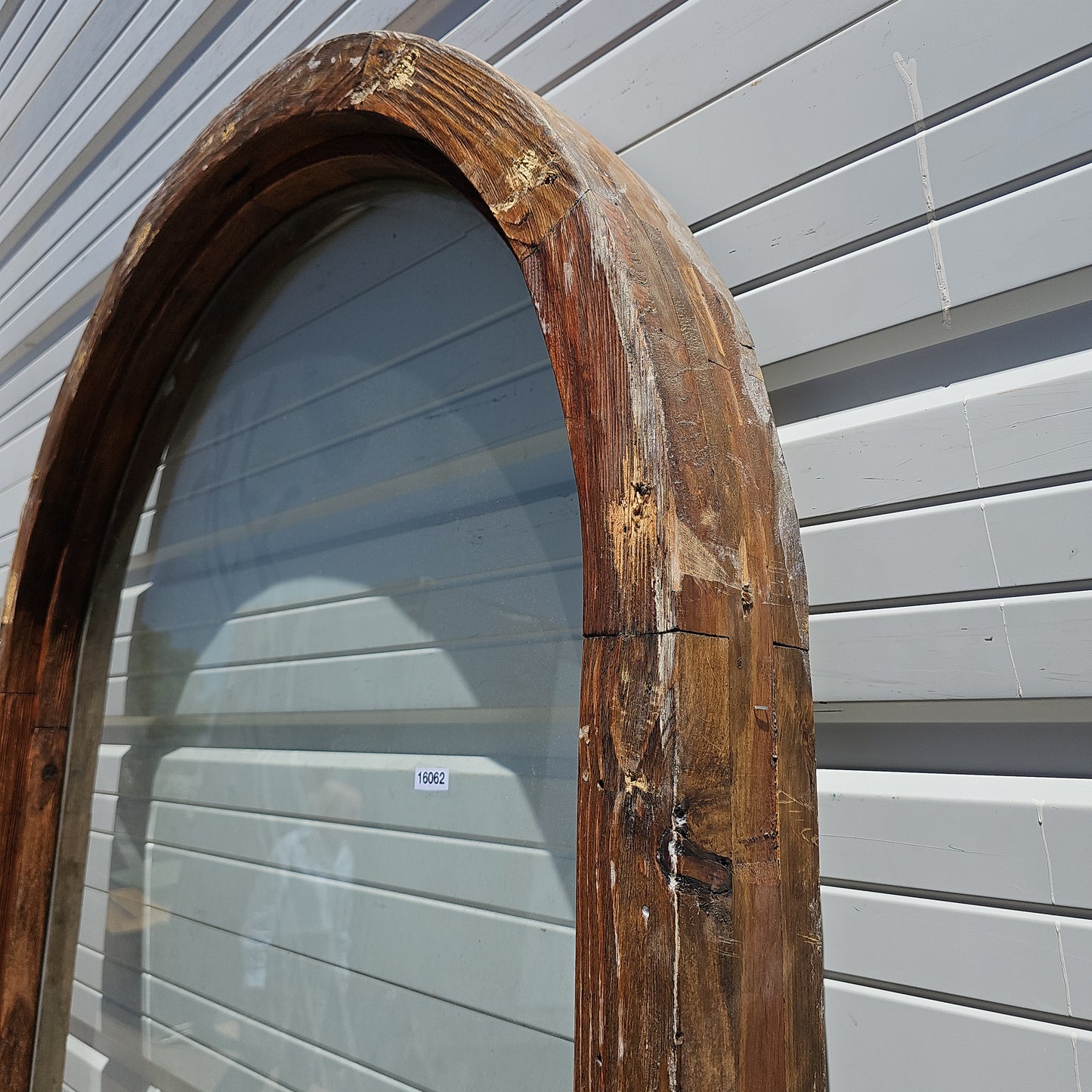 Arched Wood Window w/2 Sliding Glass Bottom Panes