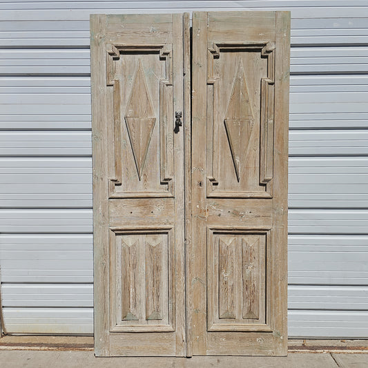 Pair of Washed Carved Wood Doors