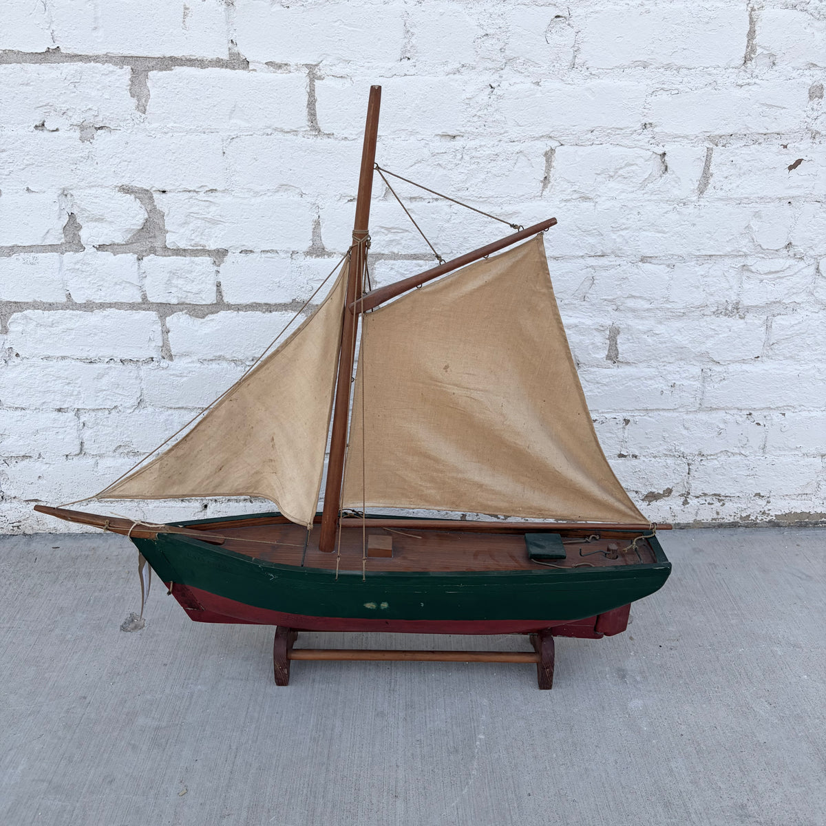 Handmade Pond Boat on Stand