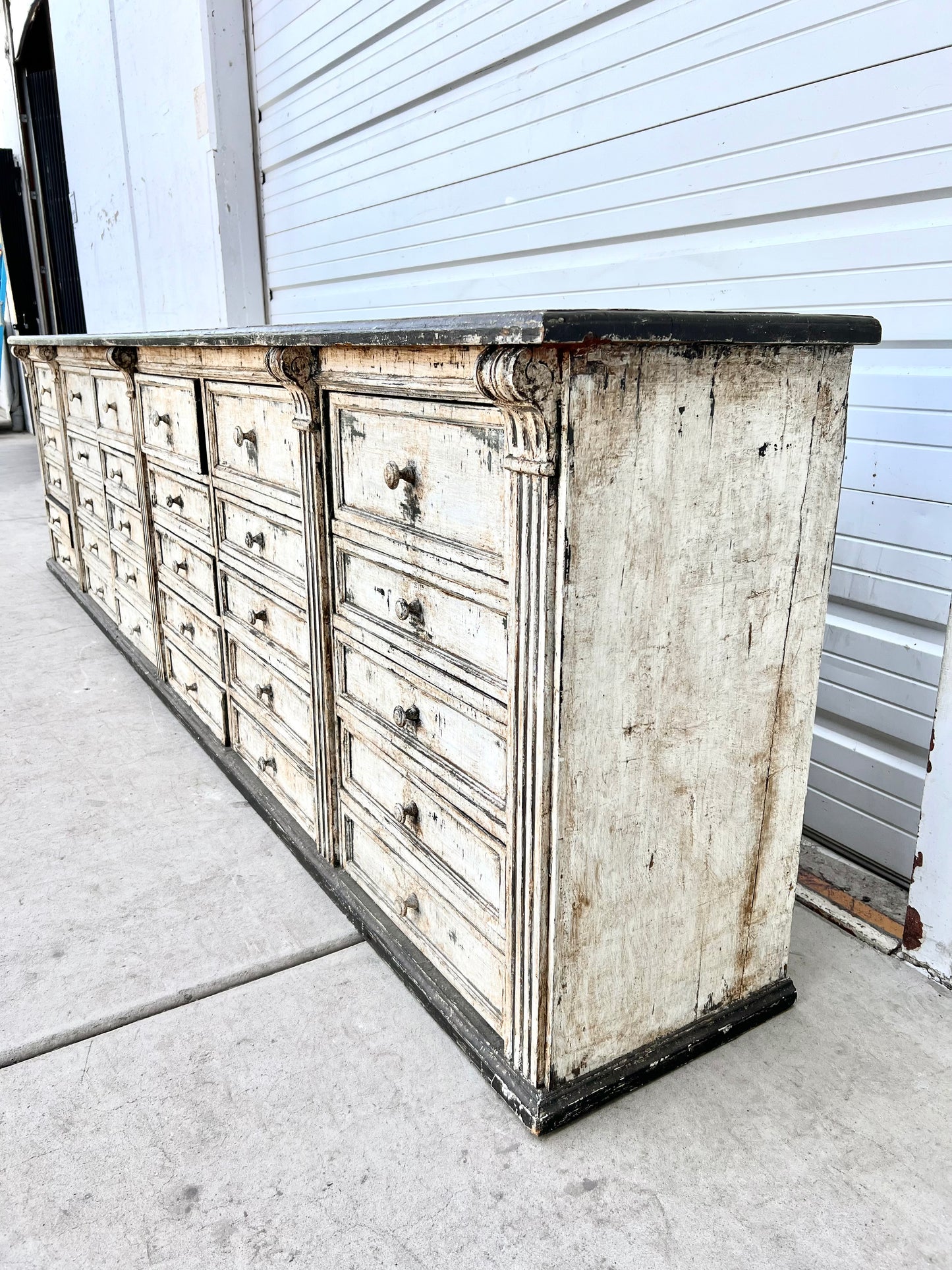 19th C. French 30 Drawer Apothecary Counter