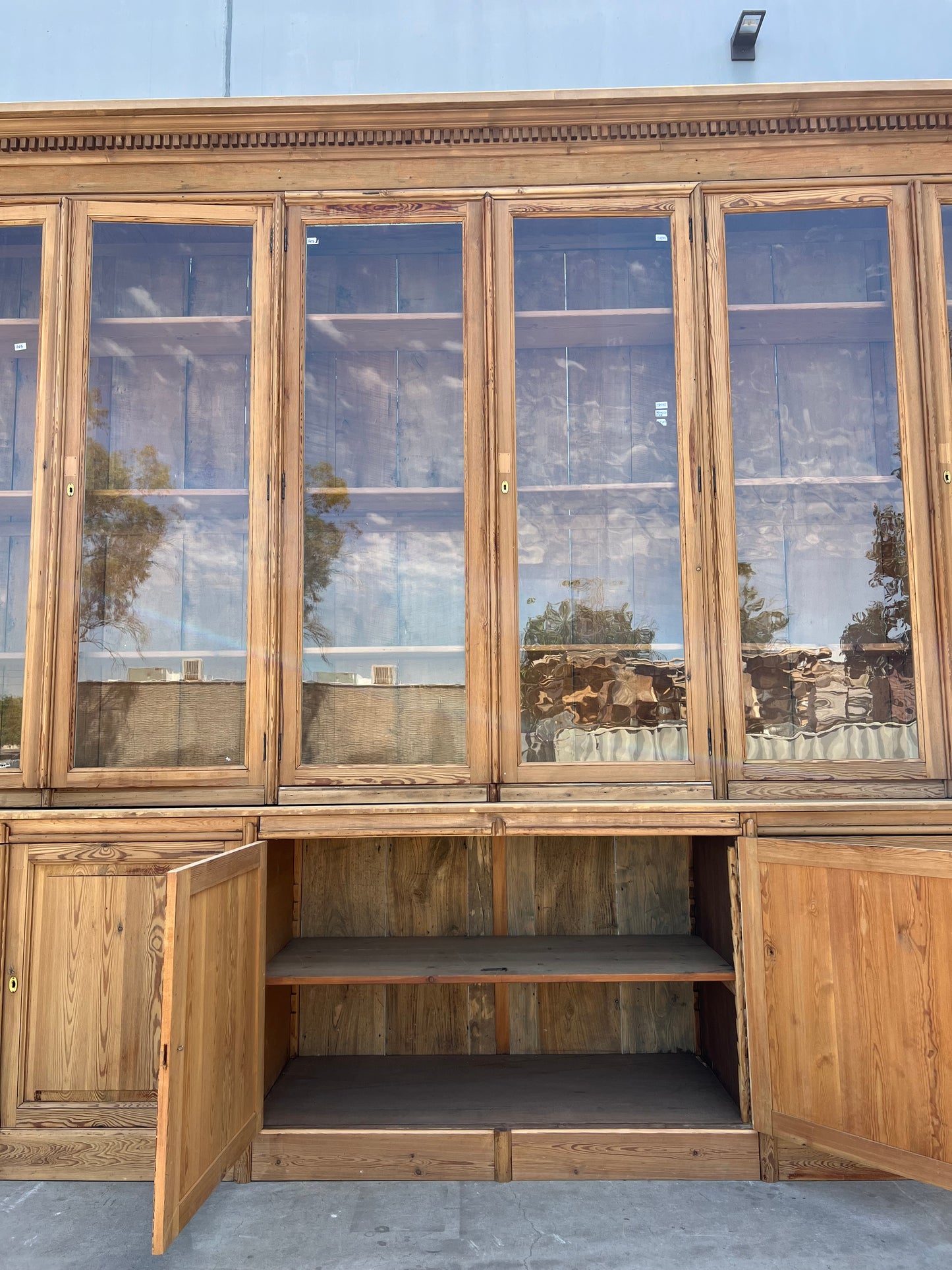 Stately Wood and Glass Front Bookcase Display Cabinet