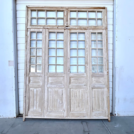 Set of 4 Washed Wood Doors and Transom w/56 Lites