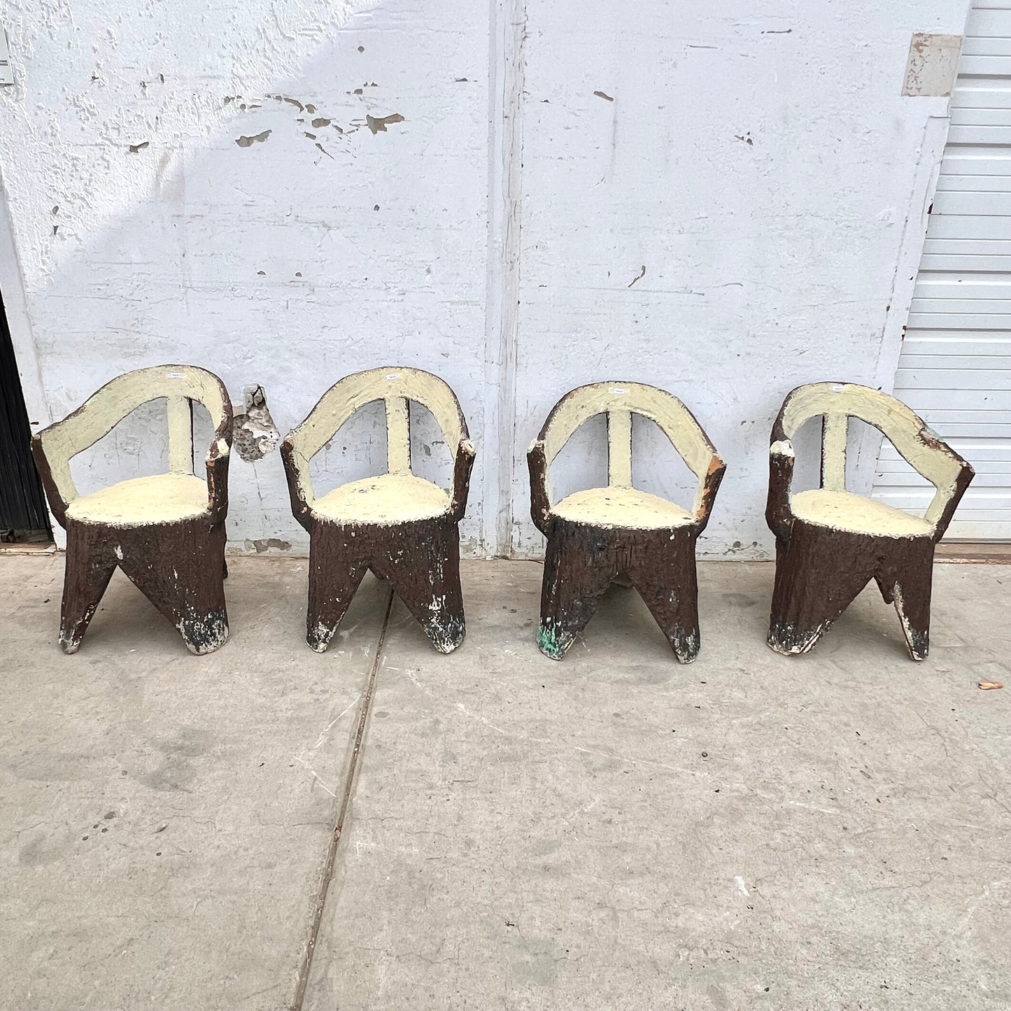 Set of 4 Painted Faux Bois Chairs