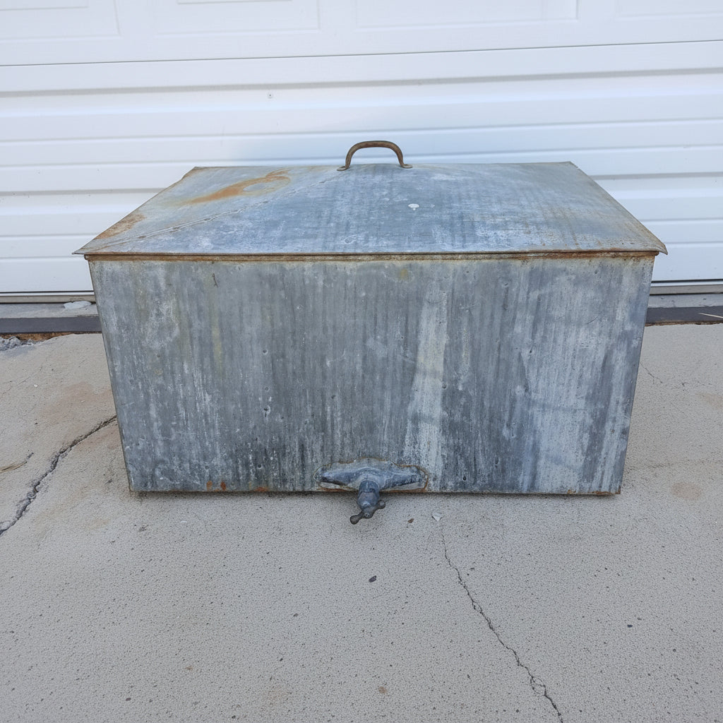 Galvanized Zinc Container with Lid and Dispenser