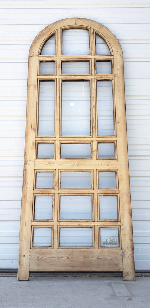 Single Washed Antique Arched Wood Door/Window w/21 Lites
