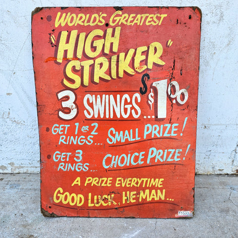 World's Greatest "High Striker" Carnival Sign