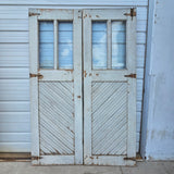 Pair of 2 Lite Painted Wood Antique Barn Doors