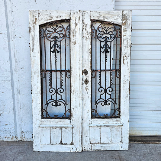 French Painted Iron and Wood Doors (No Glass)