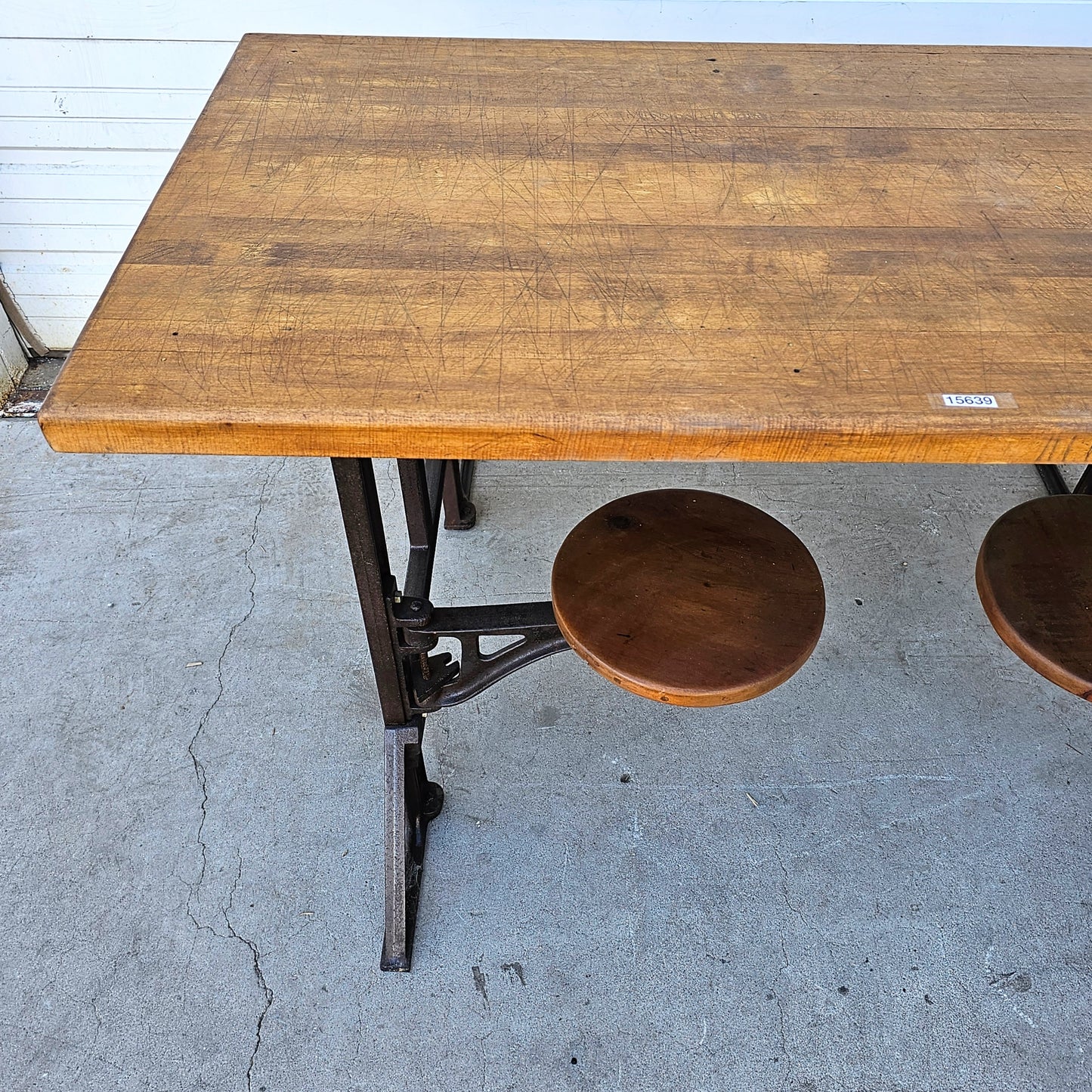 Industrial Table with Swing Out Seats