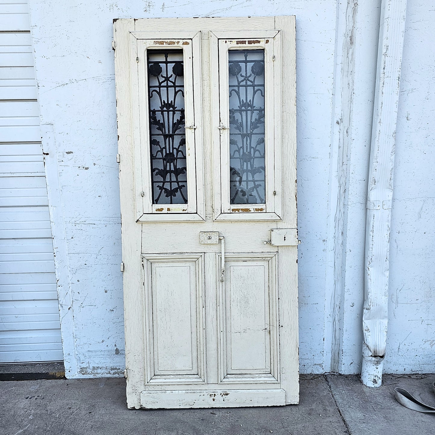 Single French Door with Iron Inserts
