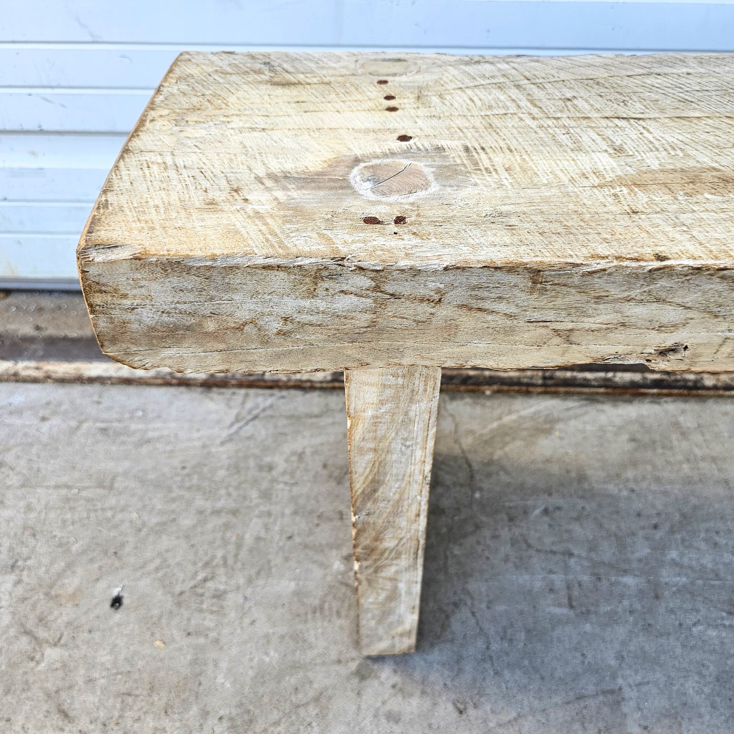 Rustic Bleached Wooden Bench