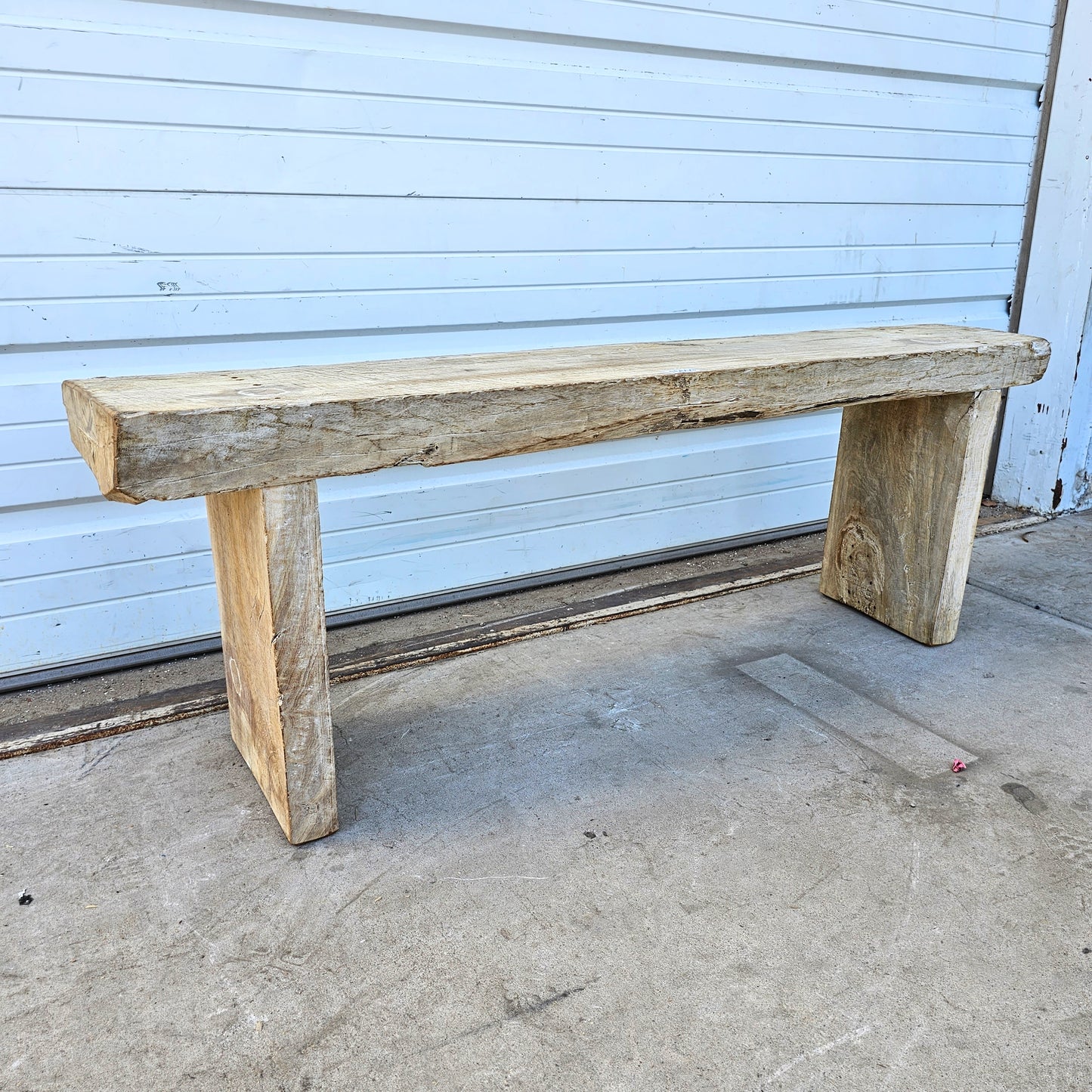 Rustic Bleached Wooden Bench
