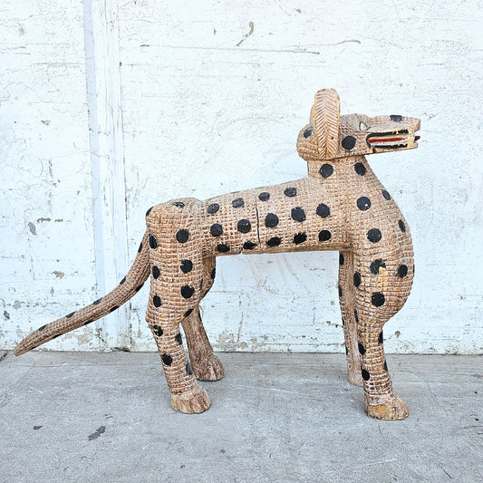 Pair of Carved Tibetan Leopards