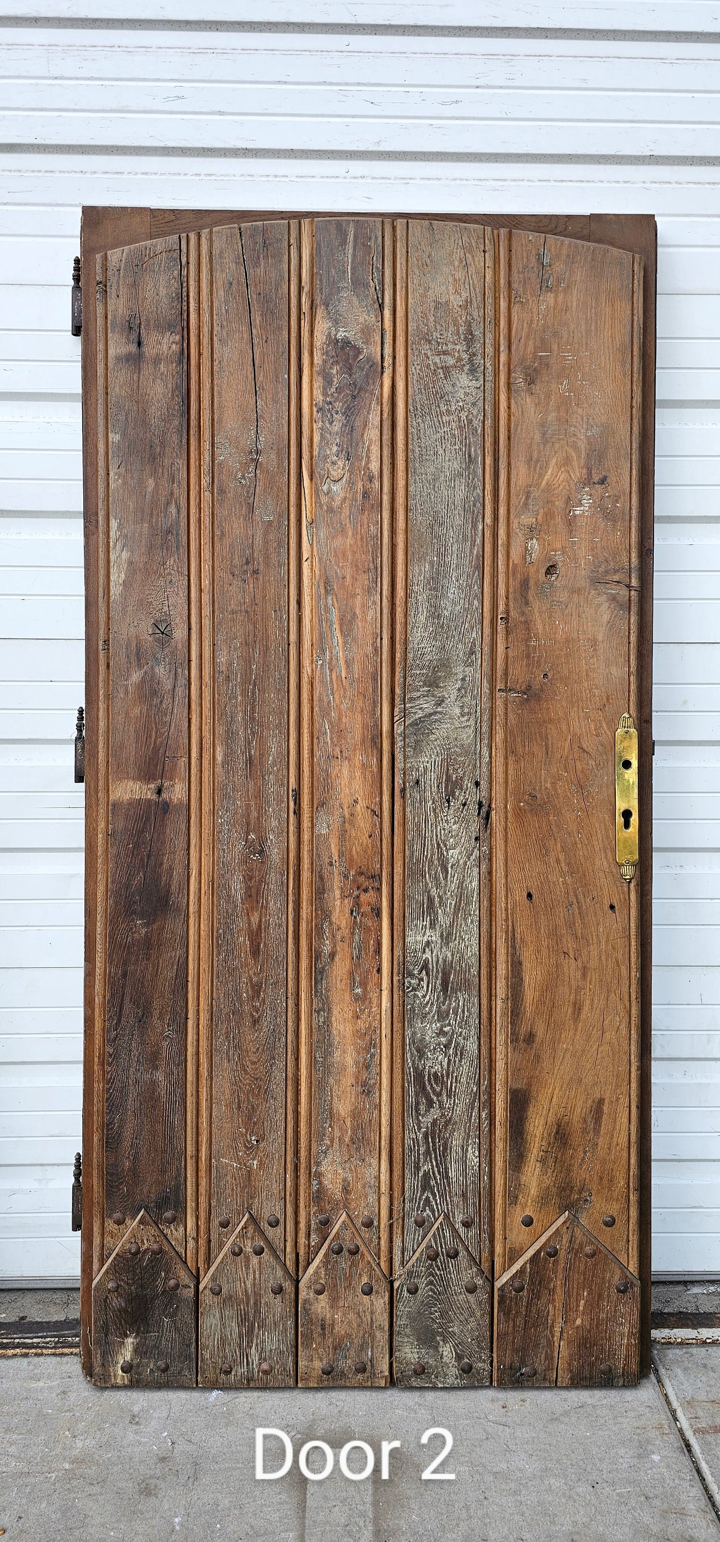 2 Panel Solid Oak 5 Vertical Panel Single Antique Door