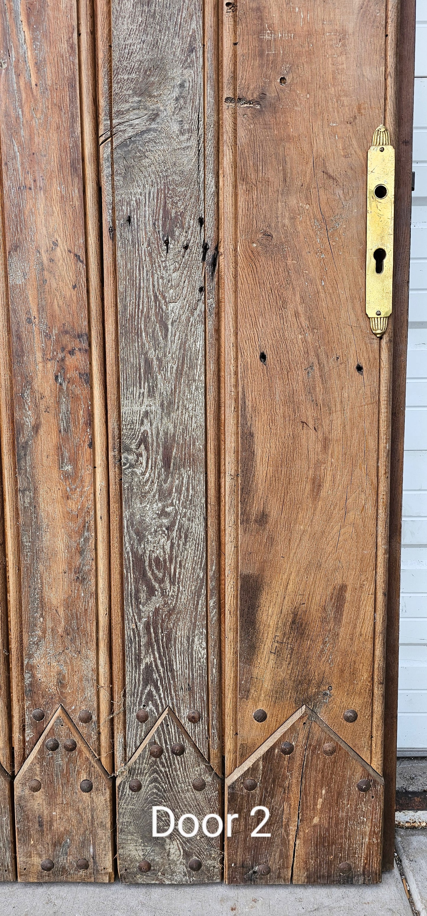 2 Panel Solid Oak 5 Vertical Panel Single Antique Door