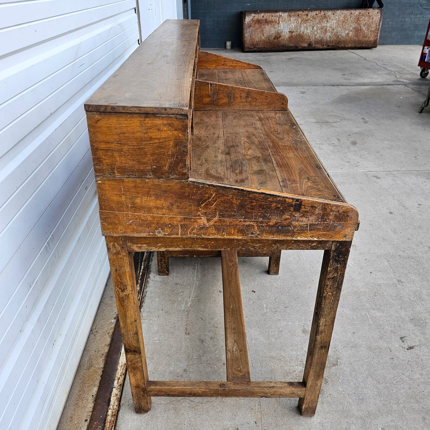 2-Person Industrial Wooden Work Desk