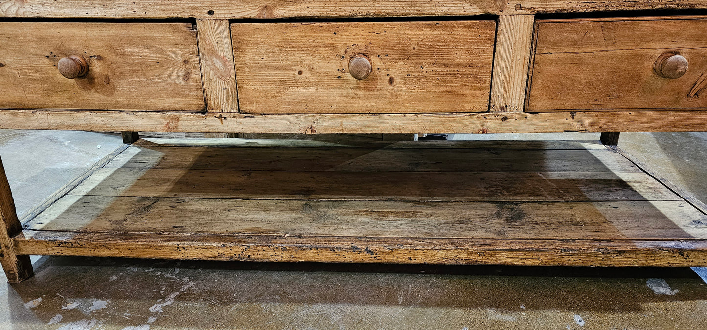 19th C. French Work Table / Island with Drawers on Each Side