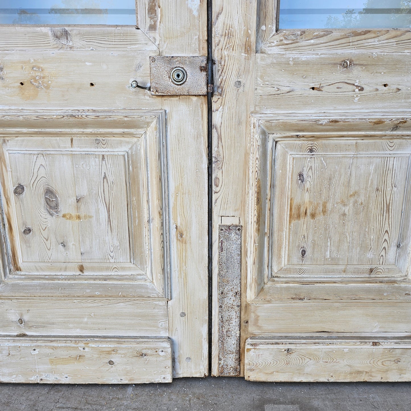 Pair of Carved Wood Doors w/2 Glass Lites