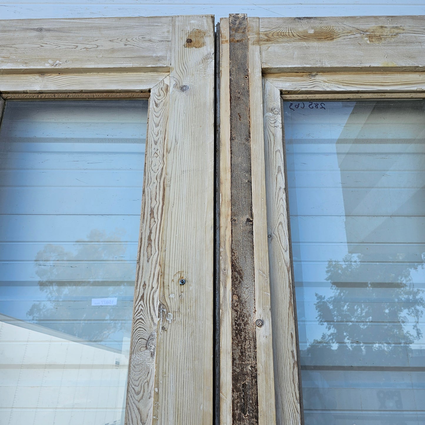 Pair of Carved Wood Doors w/2 Glass Lites