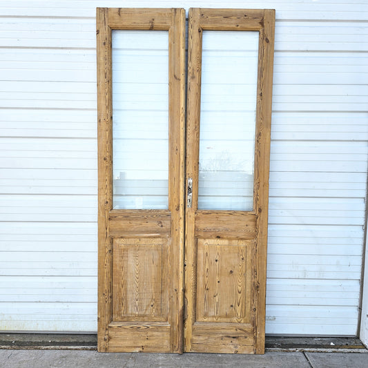 Pair of Wood French Doors w/2 Glass Lites