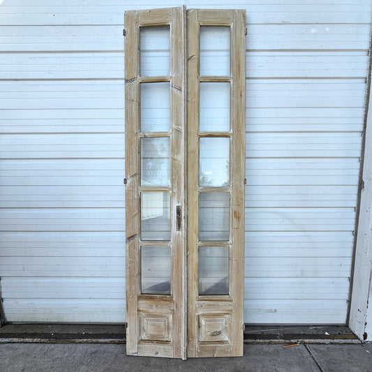 Pair of Washed Wood French Doors w/10 Lites
