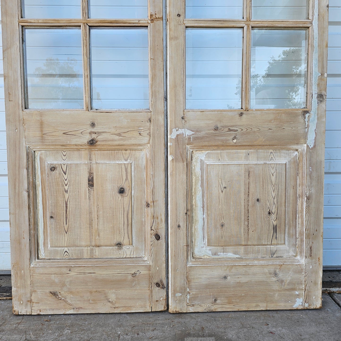 Pair of Washed Wood Doors w/20 Lites
