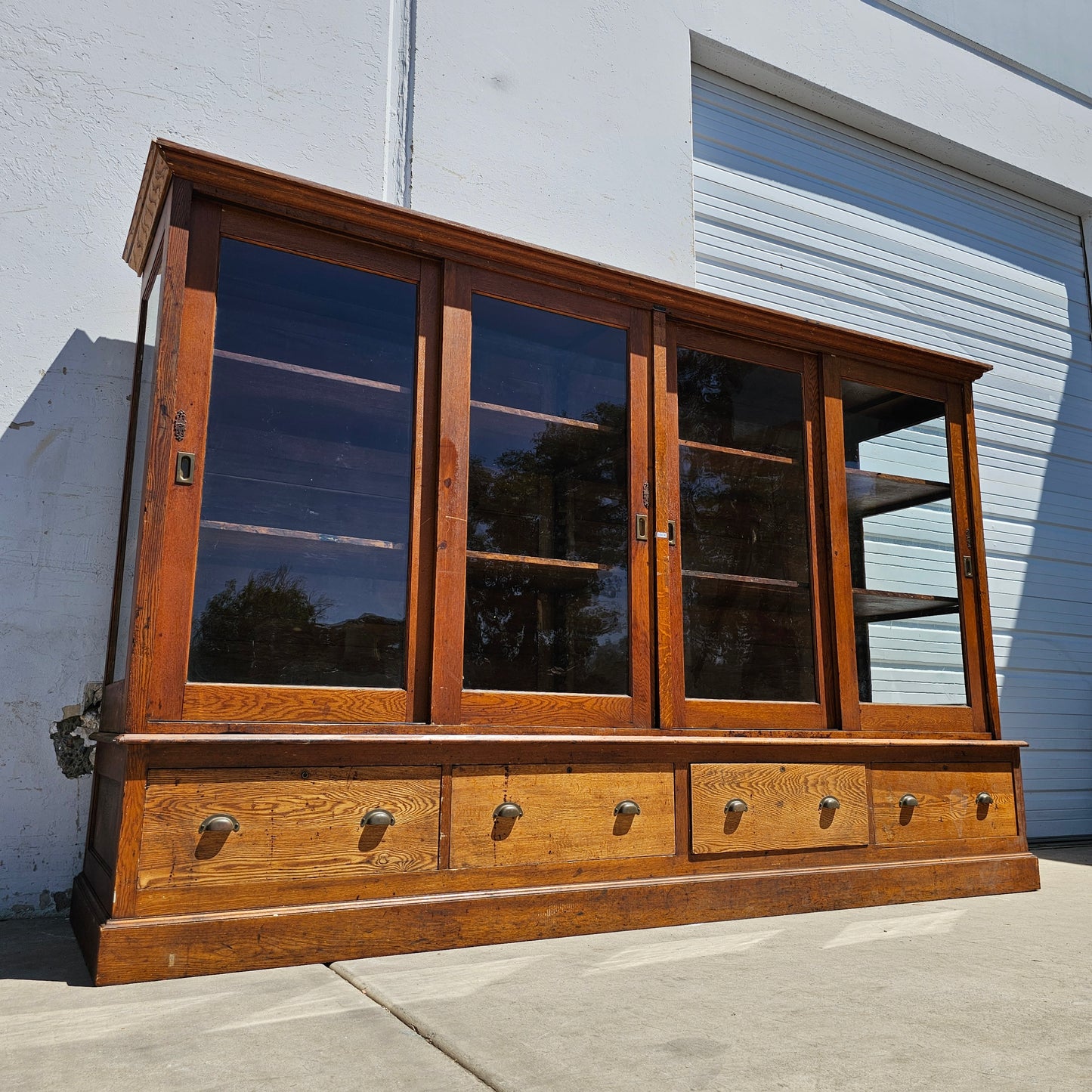 Large Oak Display Cabinet