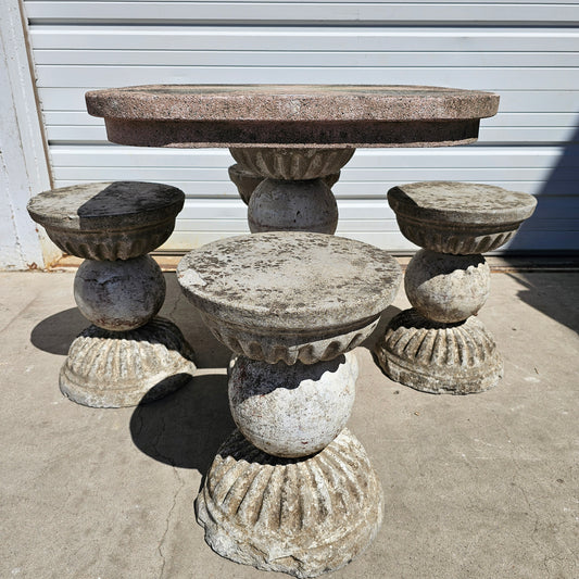 5 Piece Deco Concrete Garden Table and Stools