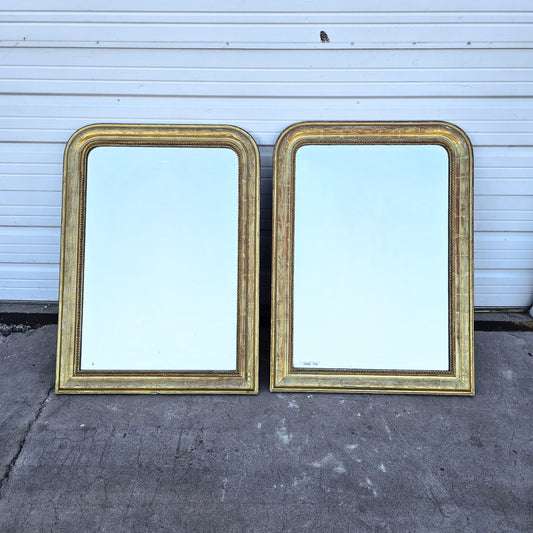Pair of Rectangular Louis Phillipe Giltwood Mirrors