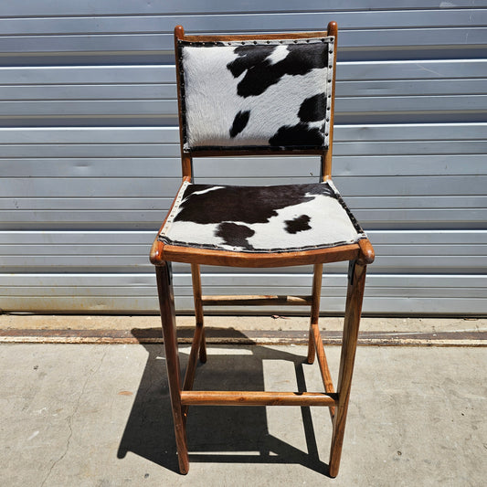 Wood Bar Stool Black Cowhide