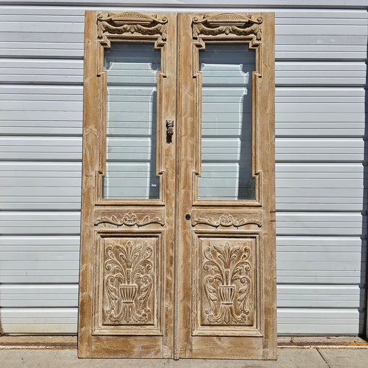 Carved Wood Entrance Doors w/2 Single Lites