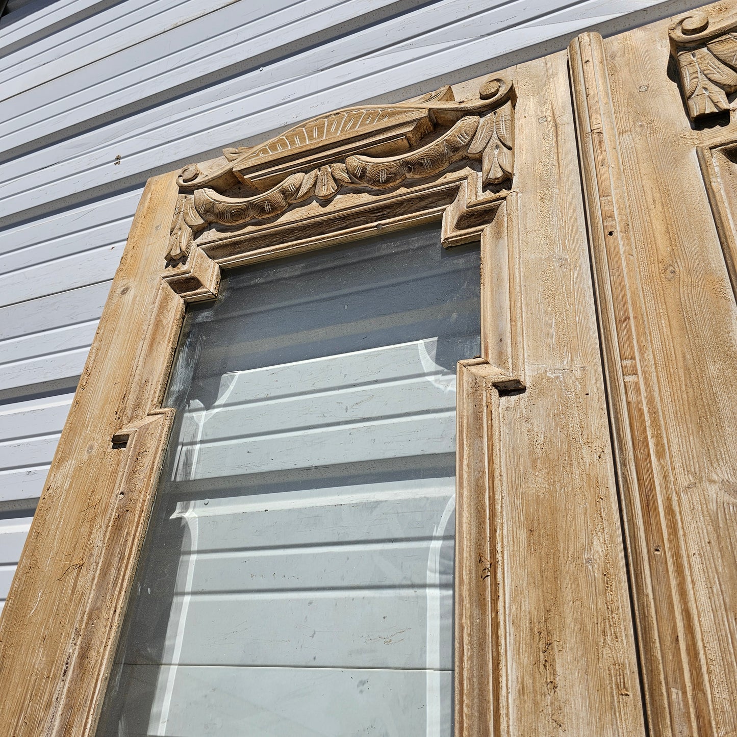 Pair of Carved Wood Entrance Doors w/2 Single Lites