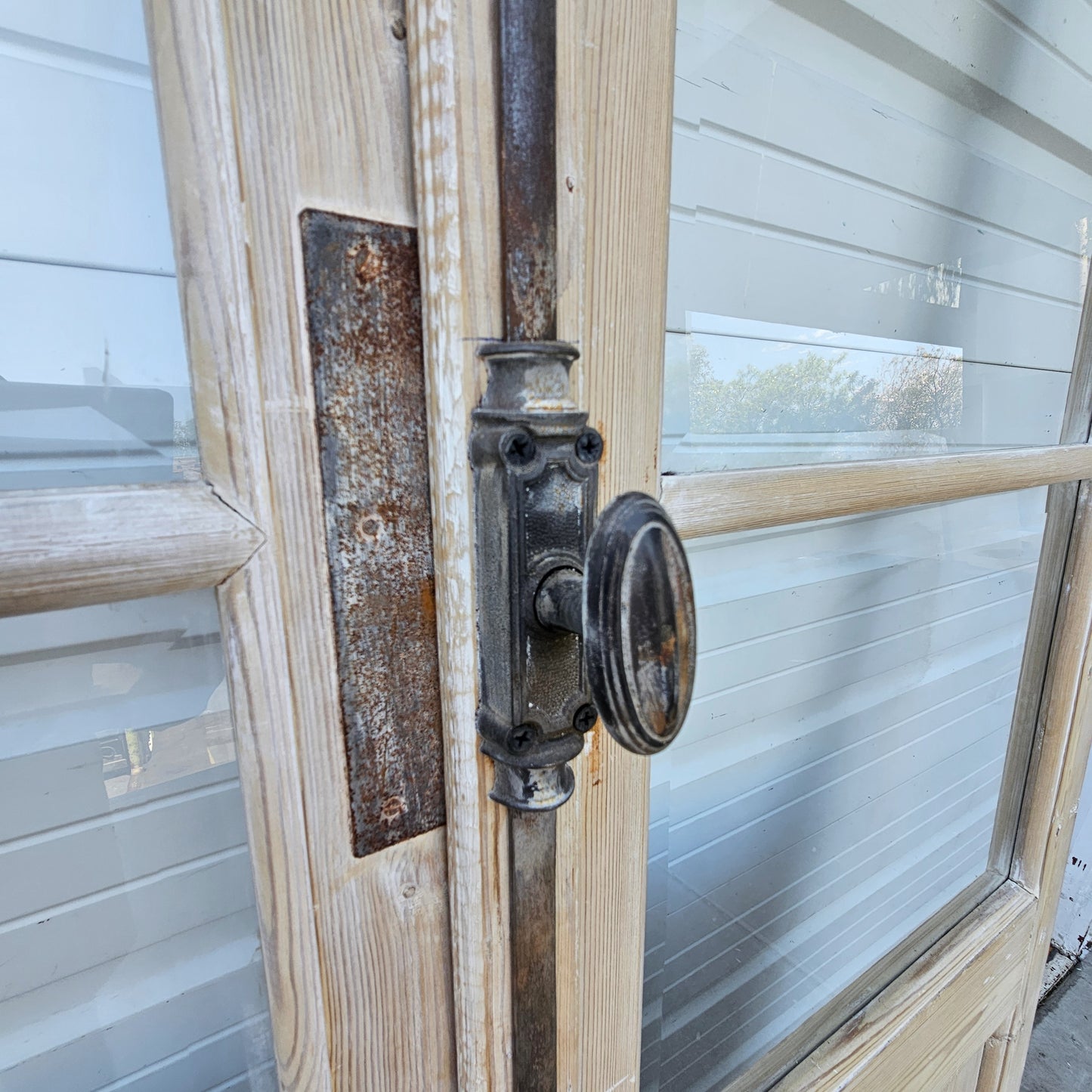 Pair of Wood French Doors w/8 Beveled Glass Panes