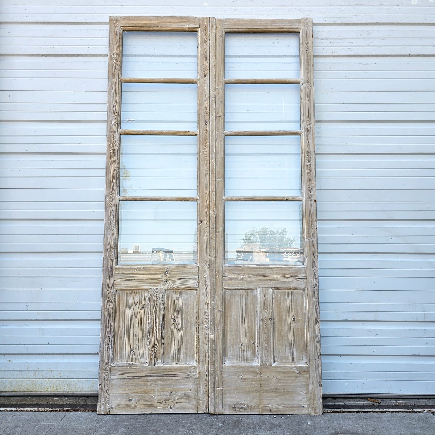 Pair of Wood French Doors w/8 Beveled Glass Panes