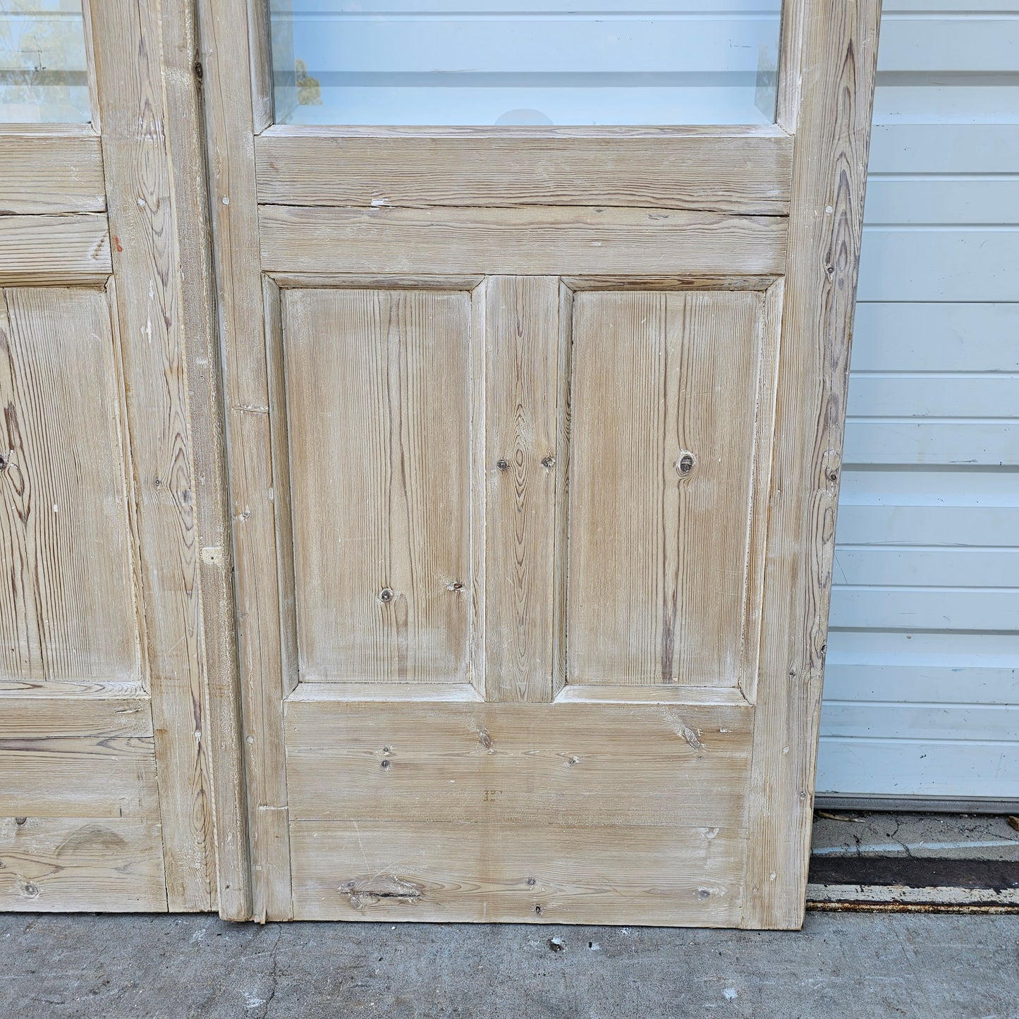 Pair of Wood French Doors w/8 Beveled Glass Panes