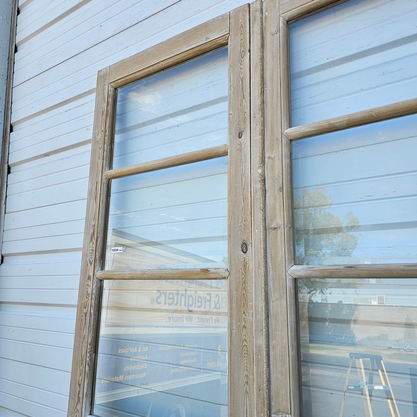 Pair of Wood French Doors w/8 Beveled Glass Panes