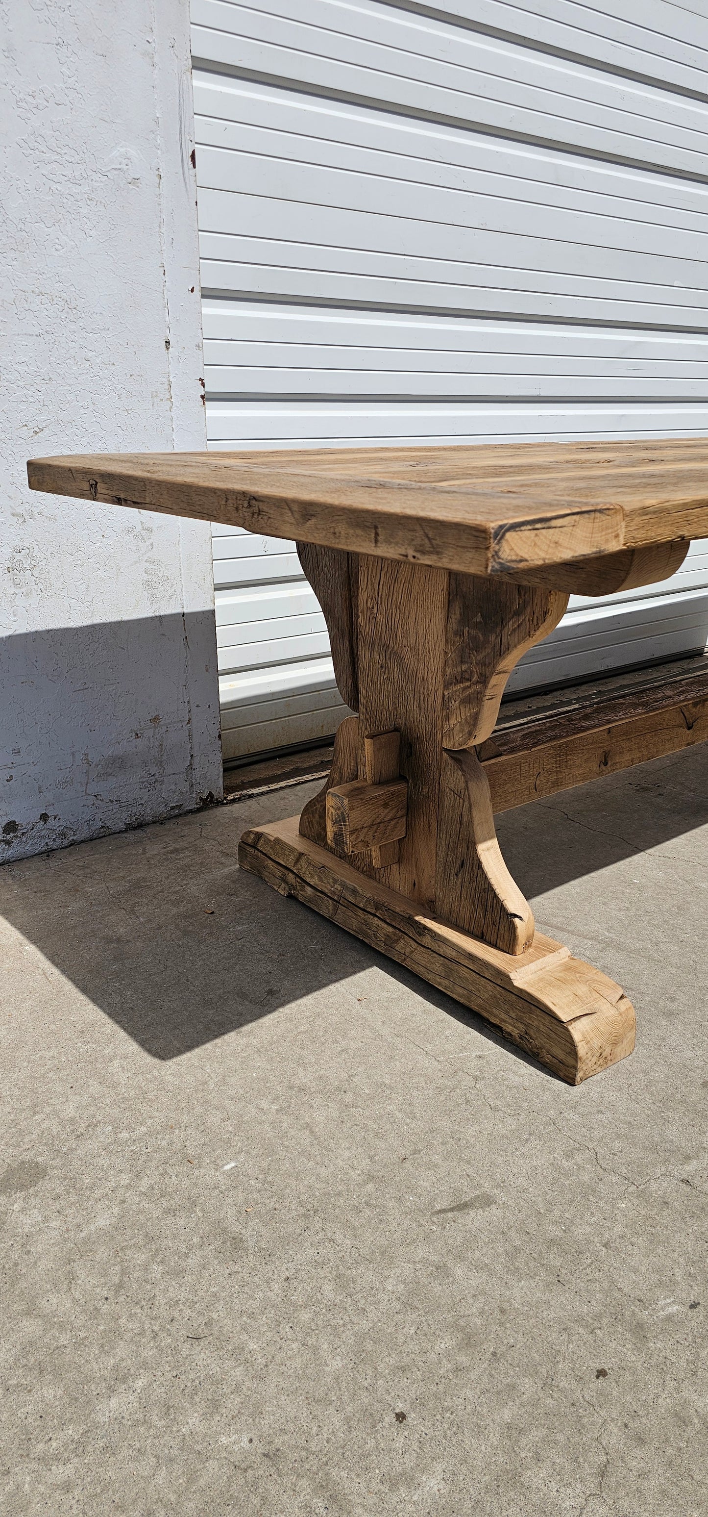 Oak Trestle Base Dining Table