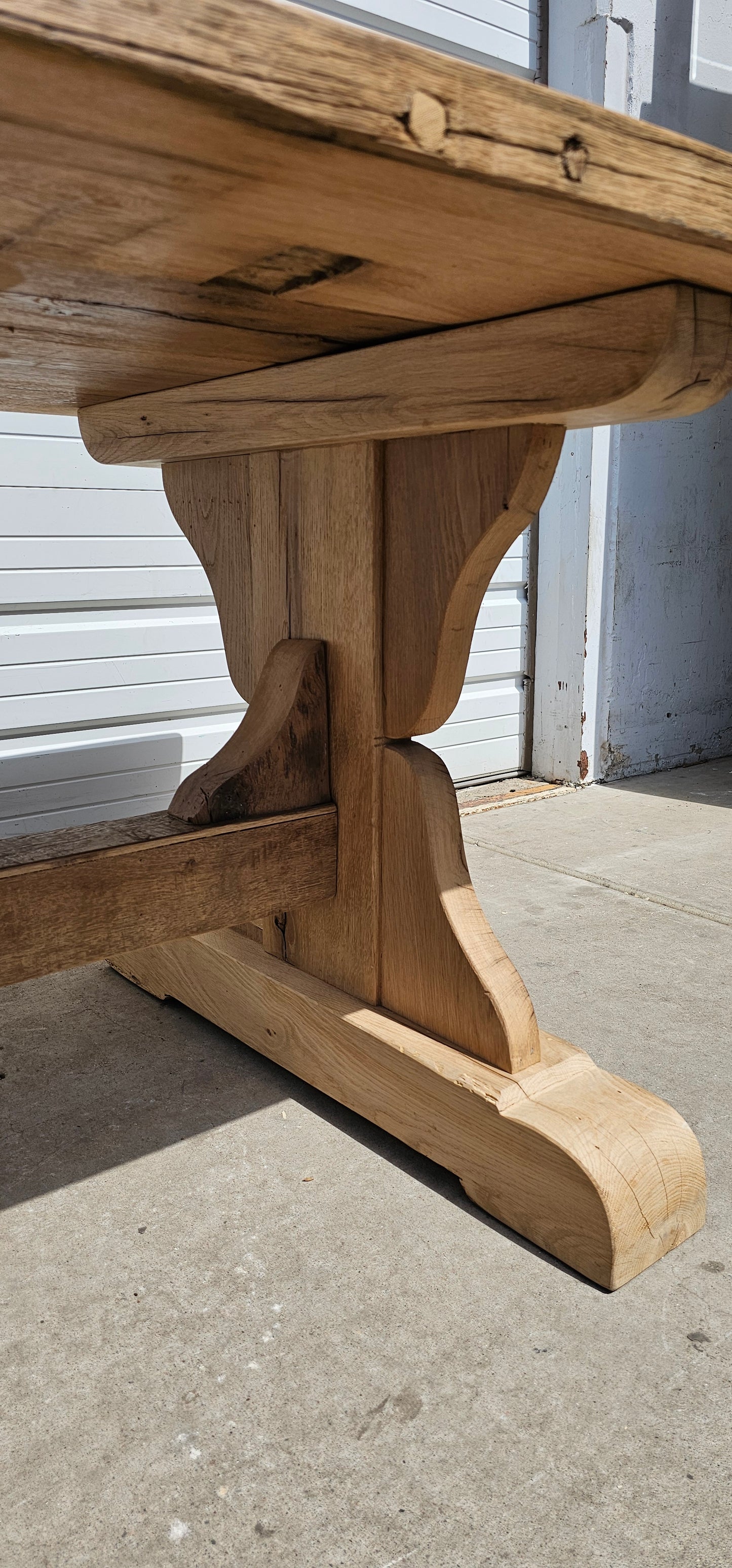 Oak Trestle Base Dining Table