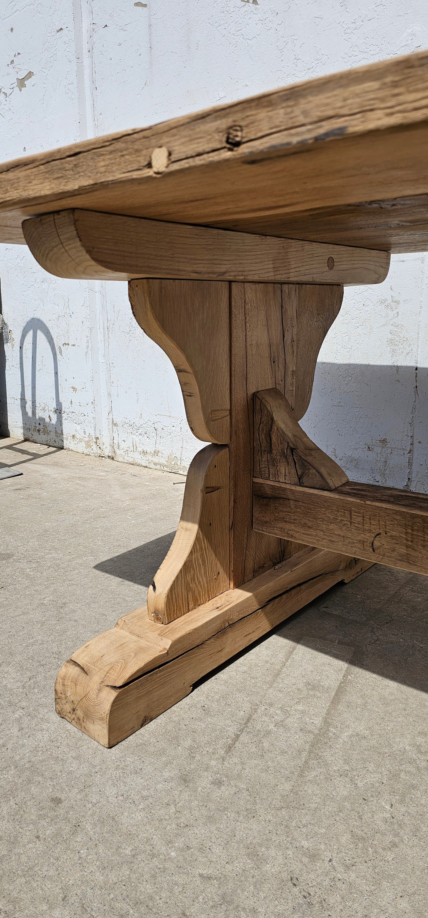 Oak Trestle Base Dining Table