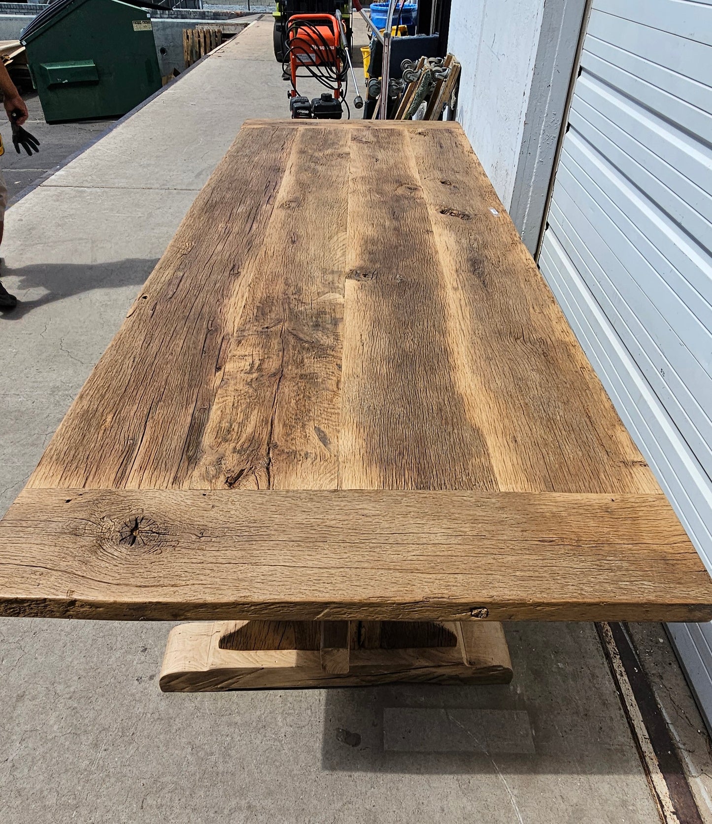 Oak Trestle Base Dining Table