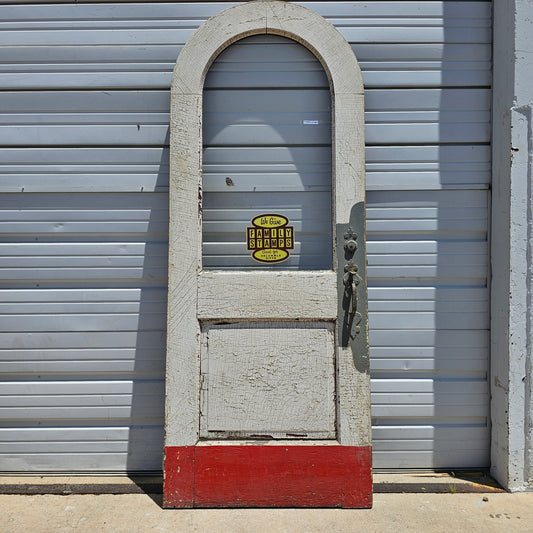 Single White & Red Arched (Half-Round) Antique Door