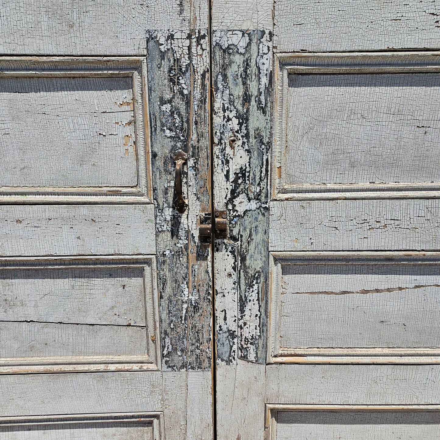 Pair of White Painted Stall Doors with 9 Glass Lites