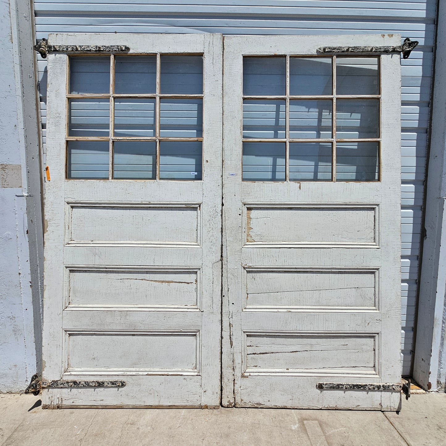 Pair of White Painted Stall Doors with 9 Glass Lites