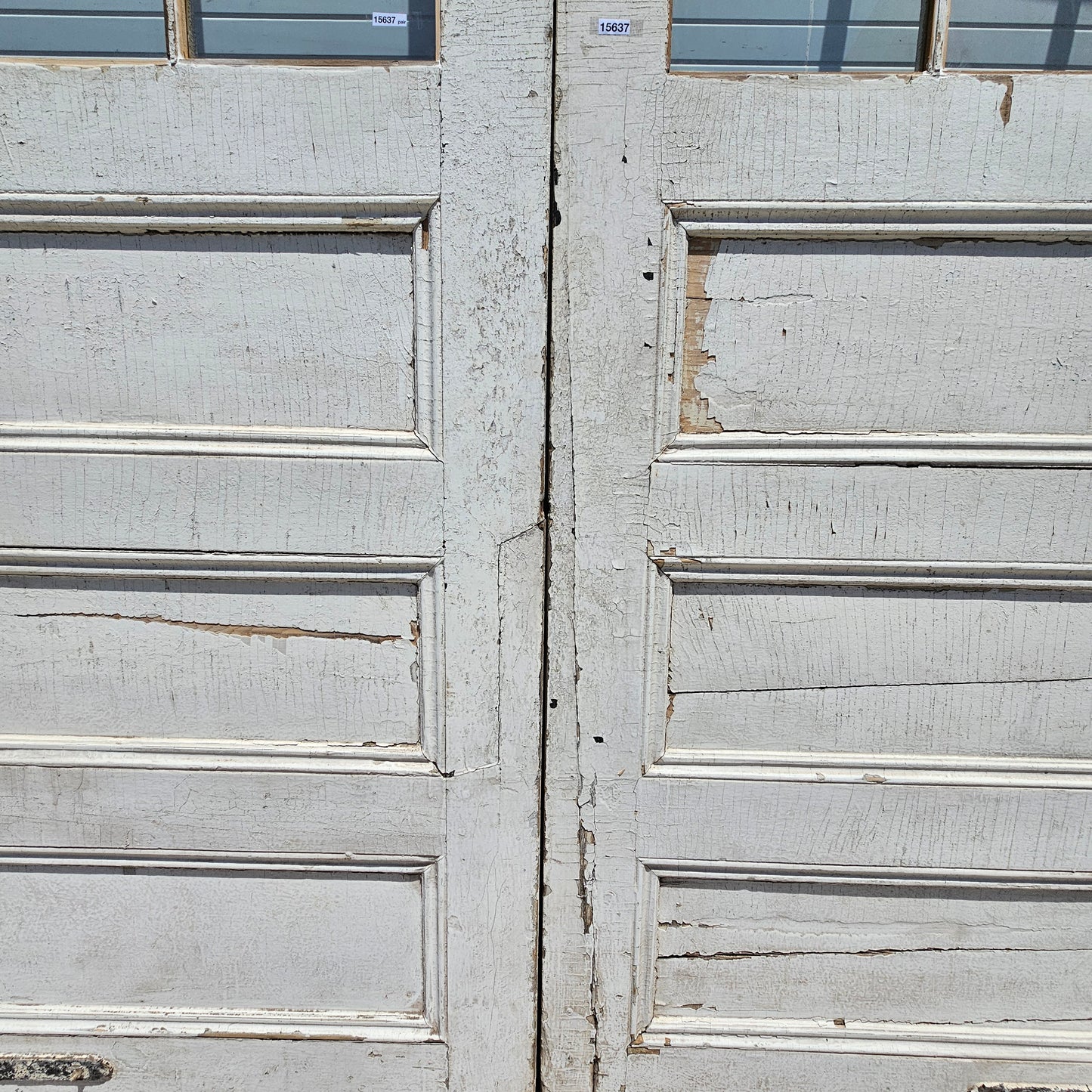 Pair of White Painted Stall Doors with 9 Glass Lites