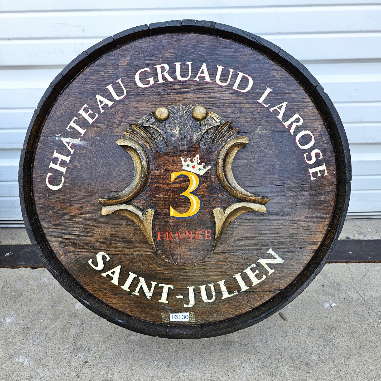 Hand Painted Chateau Grand Larose Wine Barrel