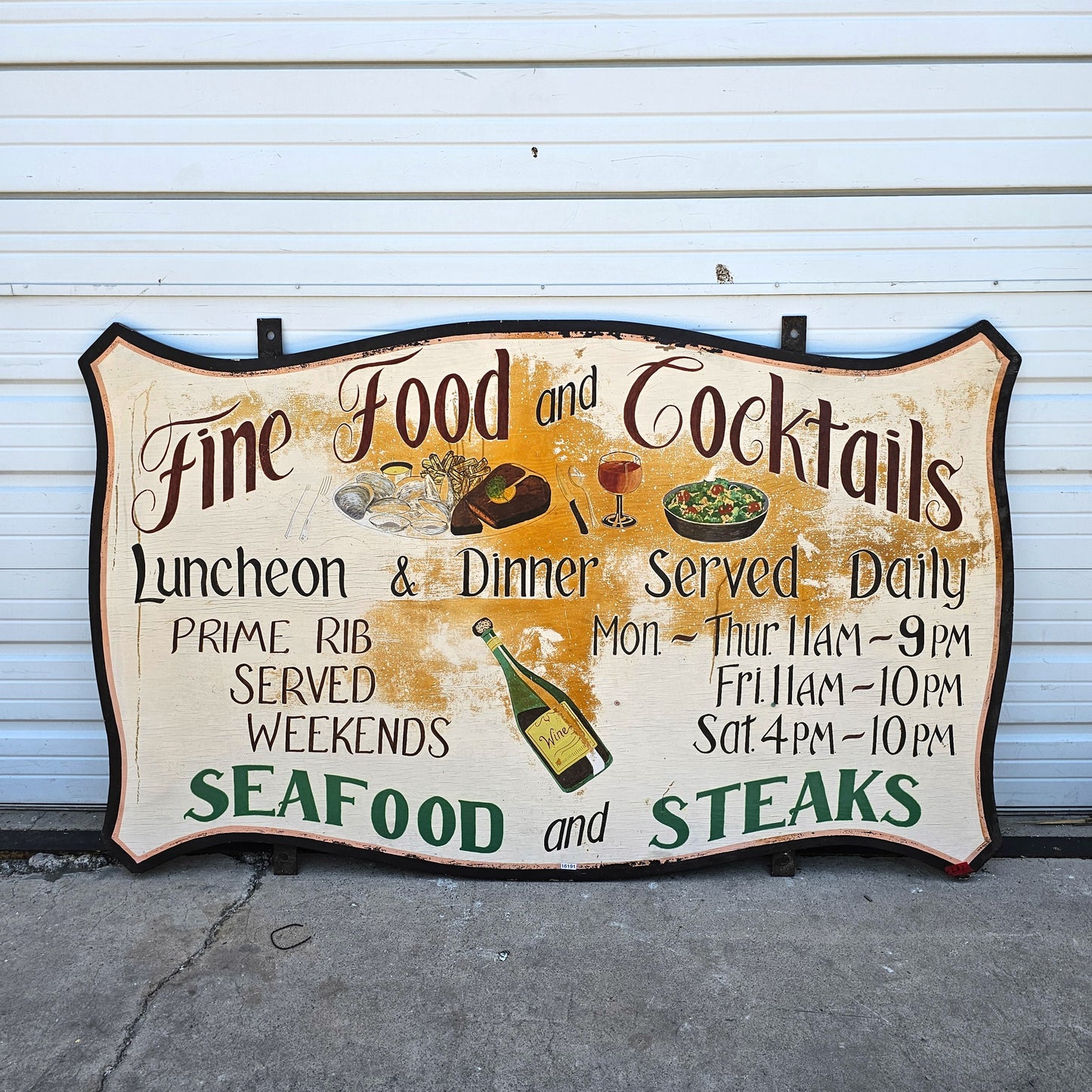 “Fine Food & Cocktails” Wooden Restaurant Sign