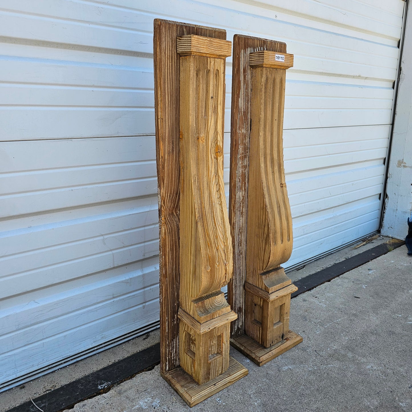 Pair of Stripped Wood  Corbels