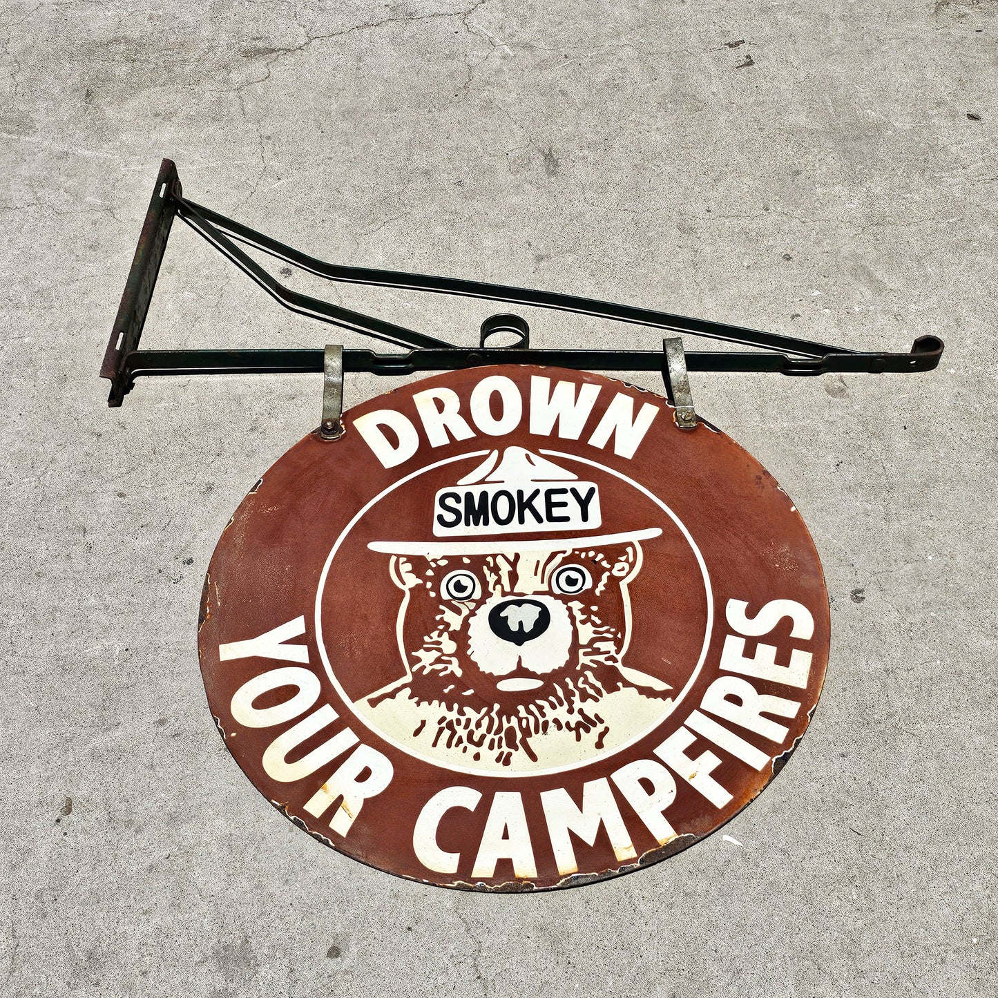 Double-Sided “Smokey The Bear” Sign on Bracket