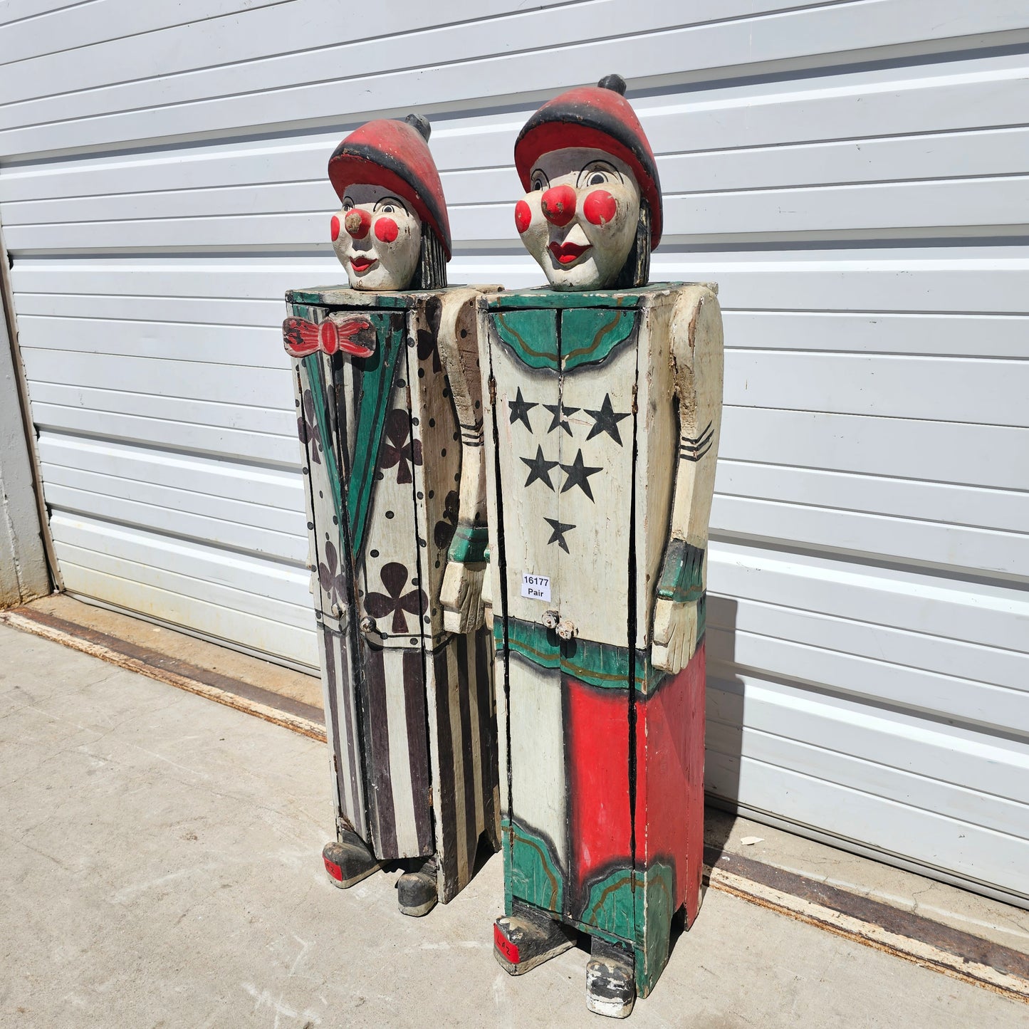 Pair of Folk Art Clown Cabinets