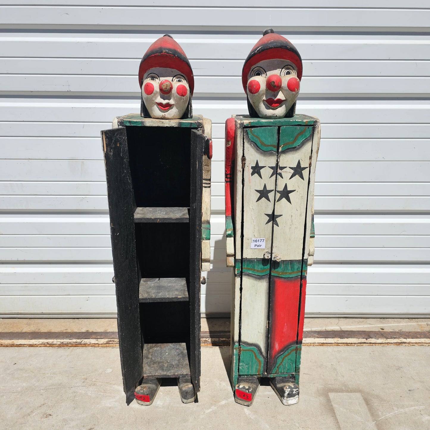 Pair of Folk Art Clown Cabinets